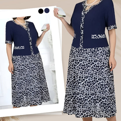 Damska elegancka imitacyjna dwuczęściowa sukienka z kwiatowym wzorem