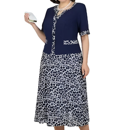 Damska elegancka imitacyjna dwuczęściowa sukienka z kwiatowym wzorem