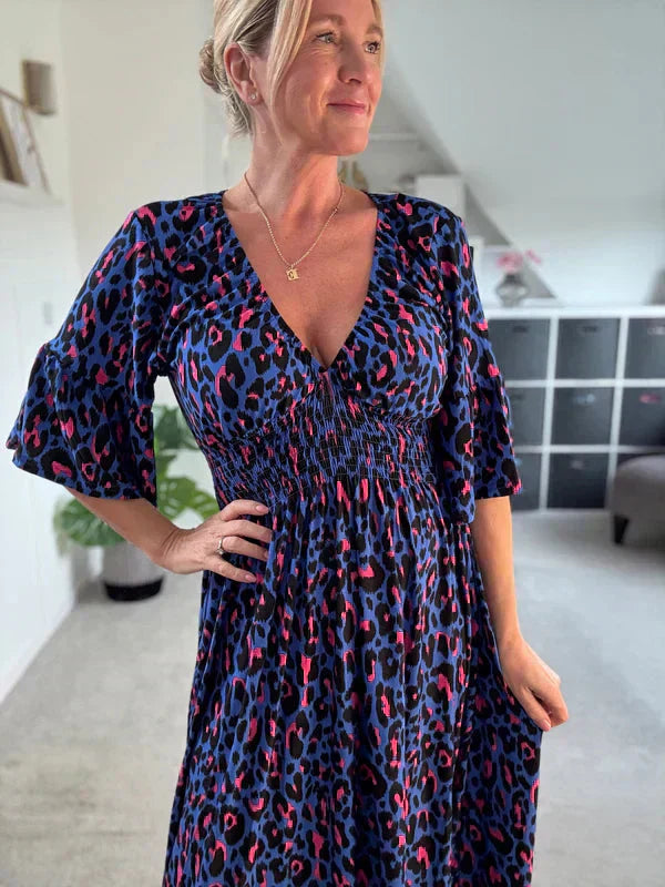 💥🔥Plisowana sukienka z wzorem w panterkę