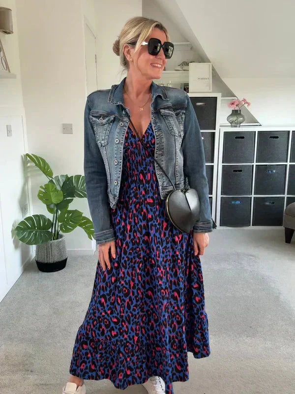 💥🔥Plisowana sukienka z wzorem w panterkę