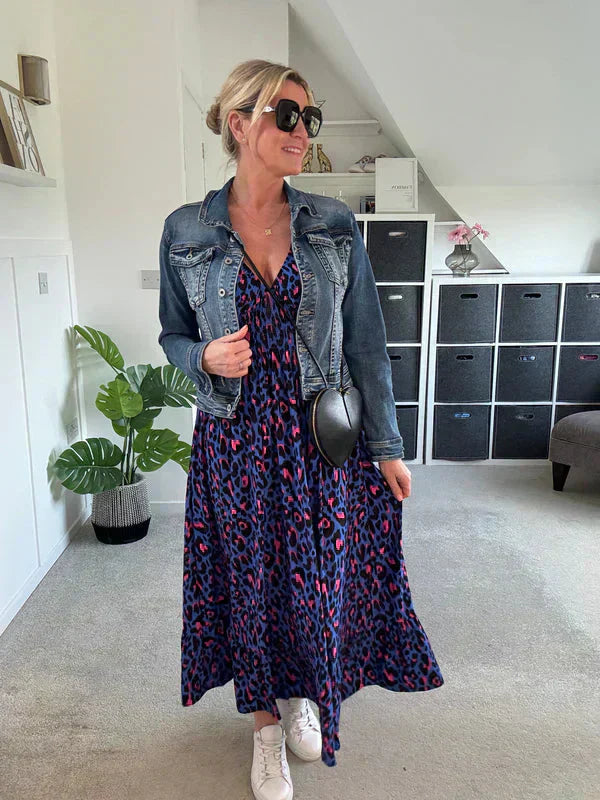 💥🔥Plisowana sukienka z wzorem w panterkę