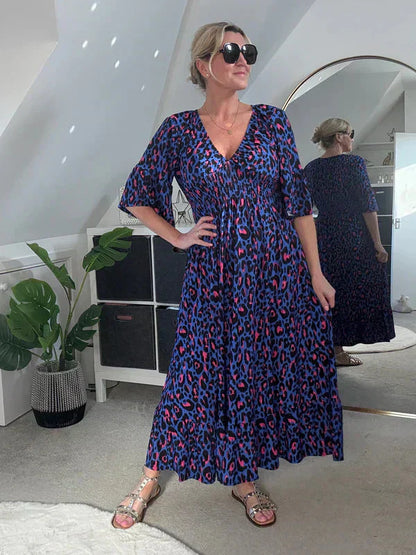 💥🔥Plisowana sukienka z wzorem w panterkę