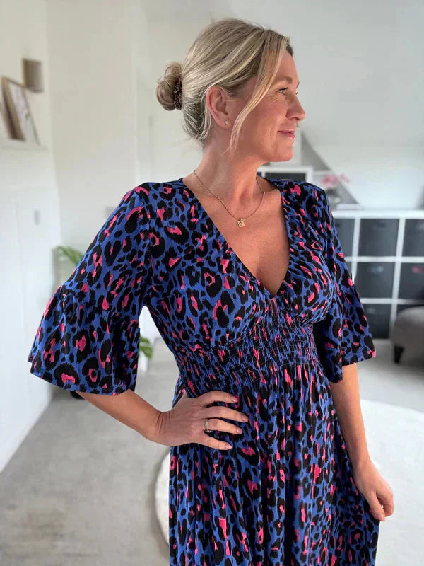 💥🔥Plisowana sukienka z wzorem w panterkę