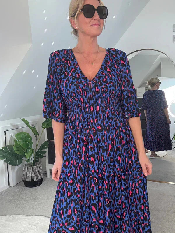 💥🔥Plisowana sukienka z wzorem w panterkę