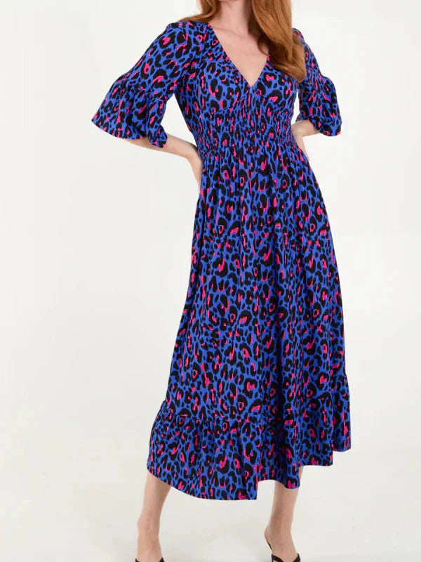 💥🔥Plisowana sukienka z wzorem w panterkę