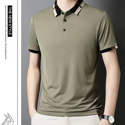 🔥Męska koszulka z krótkim rękawem Stretch Ice Silk z klapami