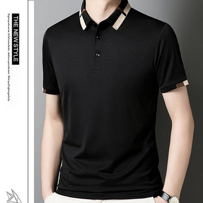 🔥Męska koszulka z krótkim rękawem Stretch Ice Silk z klapami