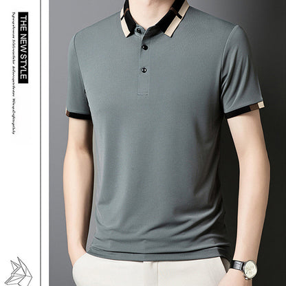 🔥Męska koszulka z krótkim rękawem Stretch Ice Silk z klapami