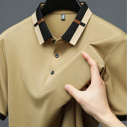 🔥Męska koszulka z krótkim rękawem Stretch Ice Silk z klapami