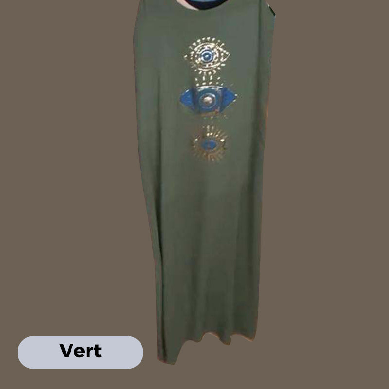 🔥Damska długa sukienka bez rękawów z wzorem w oczy👗