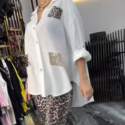 👗 Zestaw z nadrukiem w panterkę | 2-częściowy strój codzienny | Bawełna elastyczna