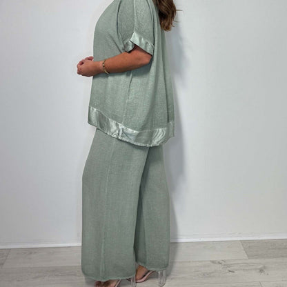 🌷💗Swobodny dwuczęściowy zestaw z dekoltem w kształcie litery V