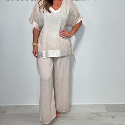 🌷💗Swobodny dwuczęściowy zestaw z dekoltem w kształcie litery V