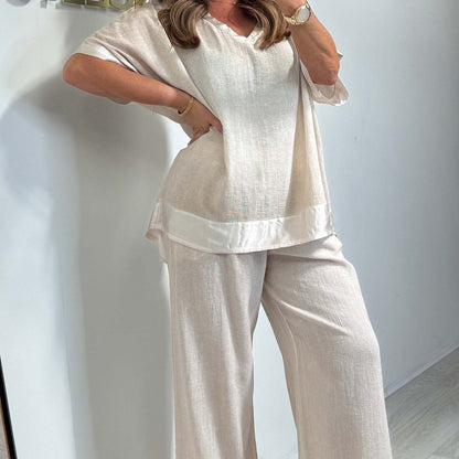 🌷💗Swobodny dwuczęściowy zestaw z dekoltem w kształcie litery V