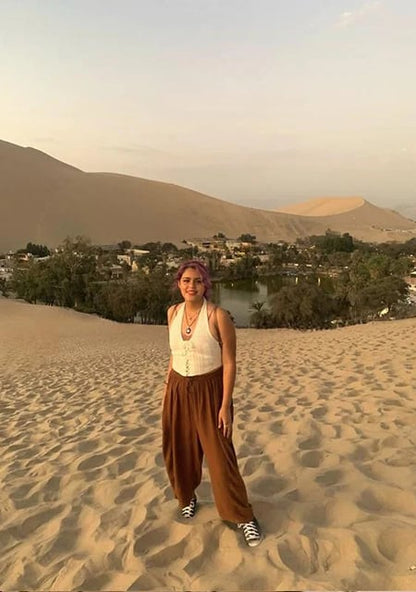 🍁Lekkie bawełniane spodnie z wysokim stanem