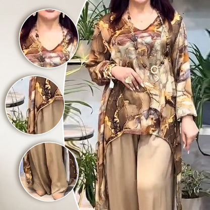 ❤️Dwuczęściowy komplet damski z modnym nadrukiem na górze i spodniach