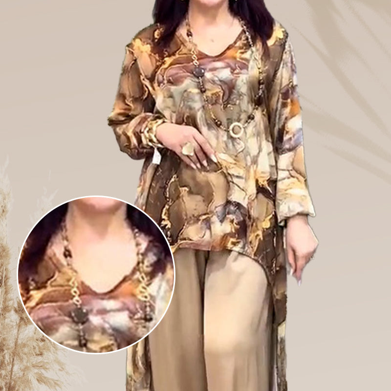 ❤️Dwuczęściowy komplet damski z modnym nadrukiem na górze i spodniach