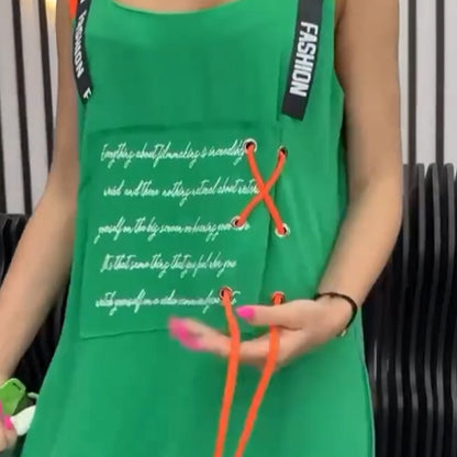 Damska sukienka bez rękawów z nadrukiem na co dzień