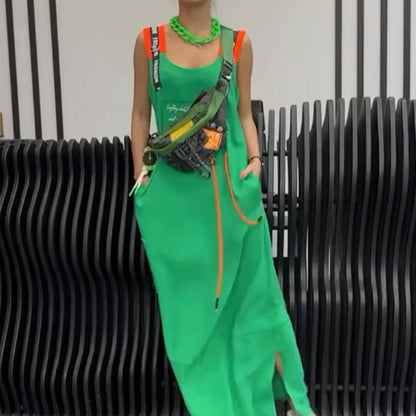 Damska sukienka bez rękawów z nadrukiem na co dzień