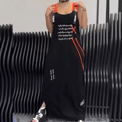 Damska sukienka bez rękawów z nadrukiem na co dzień