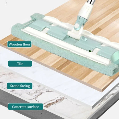 Duży płaski mop z prętem ze stali nierdzewnej