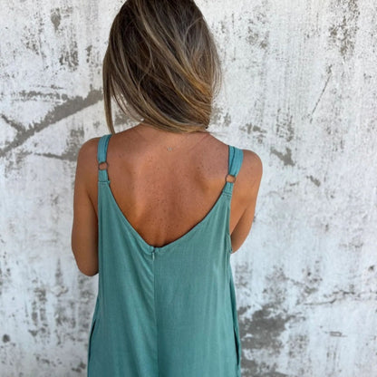 Damski luźny kombinezon z mieszanki bawełny i lnu