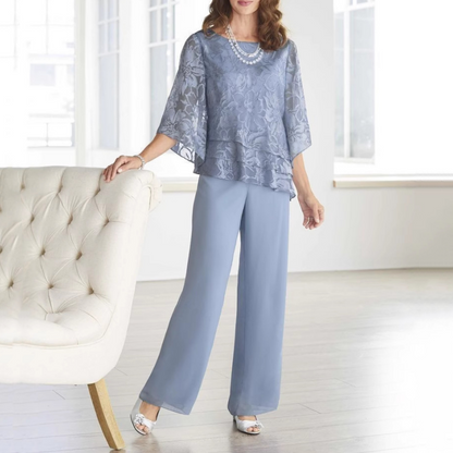 Eleganckie damskie topy z wiązaniem i szerokie spodnie w komplecie