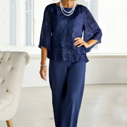 Eleganckie damskie topy z wiązaniem i szerokie spodnie w komplecie