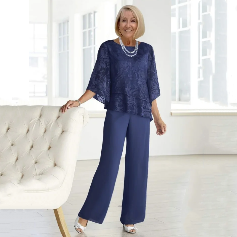 Eleganckie damskie topy z wiązaniem i szerokie spodnie w komplecie