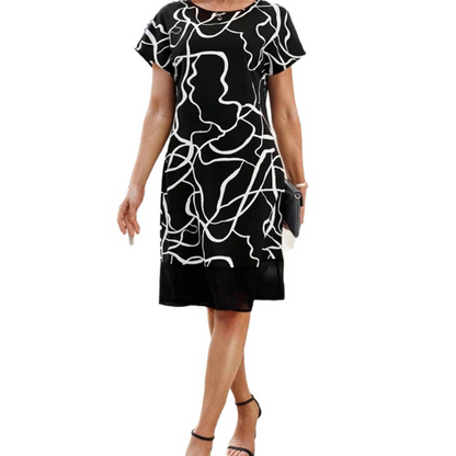 🎁🌸Sukienka z krótkim rękawem i okrągłym dekoltem