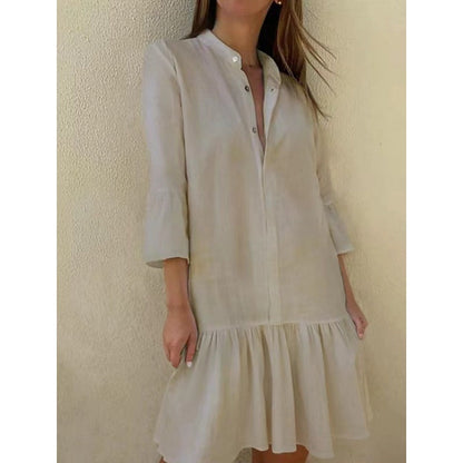 Sukienka koszulowa damska plisowana z klapami