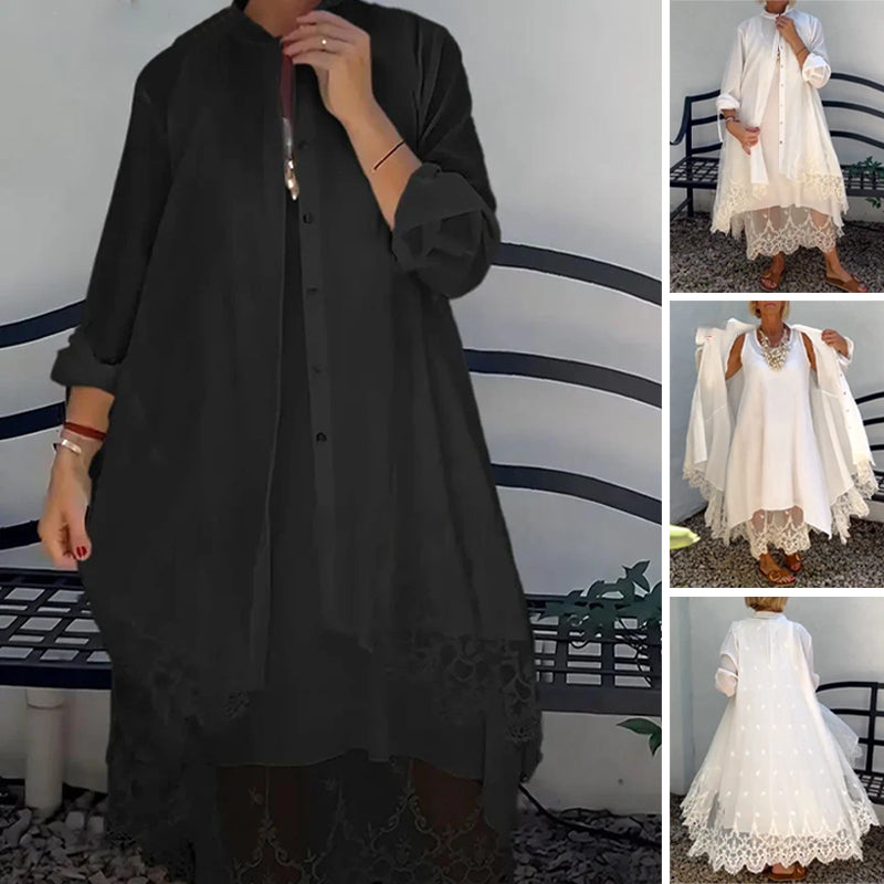 🌸🎗️Damska sukienka bez rękawów i koronkowy sweter