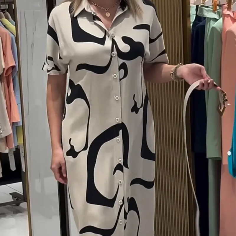 Sukienka damska z krótkim rękawem i nadrukiem