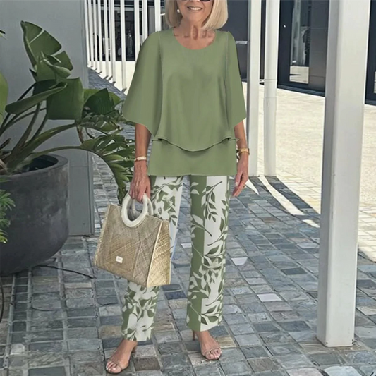 💐Zestaw spodni z nadrukiem i topu z okrągłym dekoltem