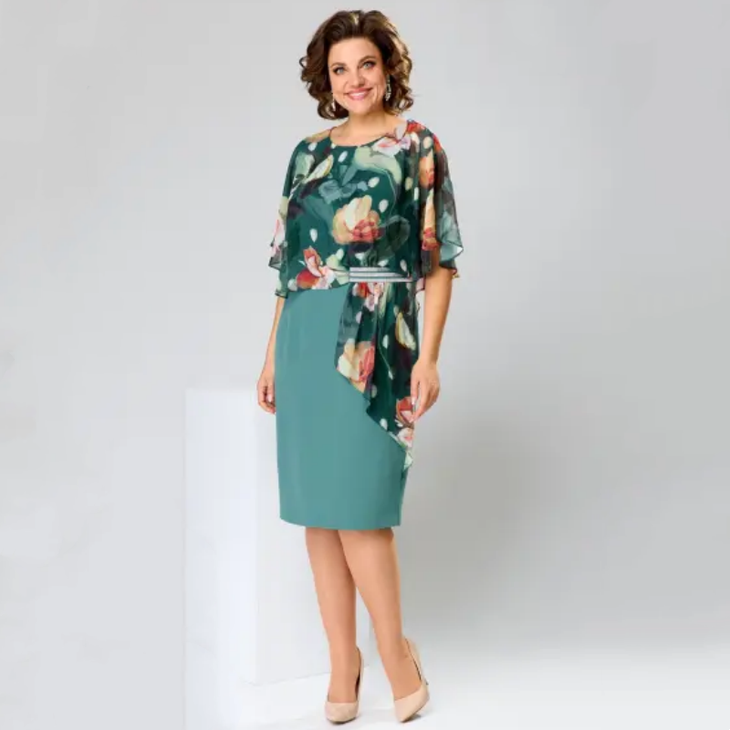 🌸 Eleganckie sukienki damskie z okrągłym dekoltem w kwiaty