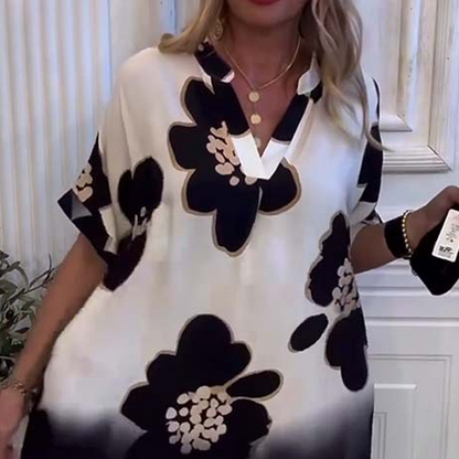 🌸😘Damska luźna sukienka z nadrukiem i głębokim dekoltem w serek🔥