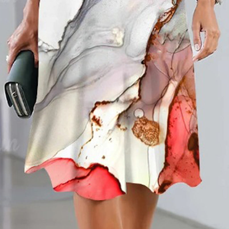 🌹Naszyjnik z różą gratis🌸Damska, uniwersalna, casualowa sukienka z nadrukiem