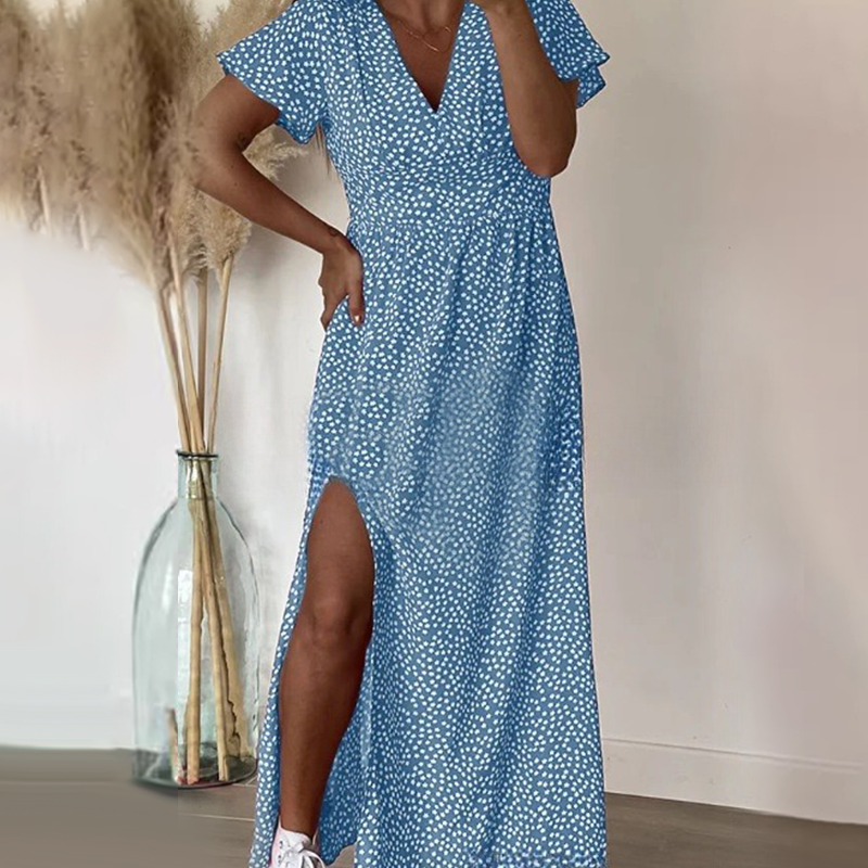 Seksowna damska sukienka maxi z rozcięciami po bokach