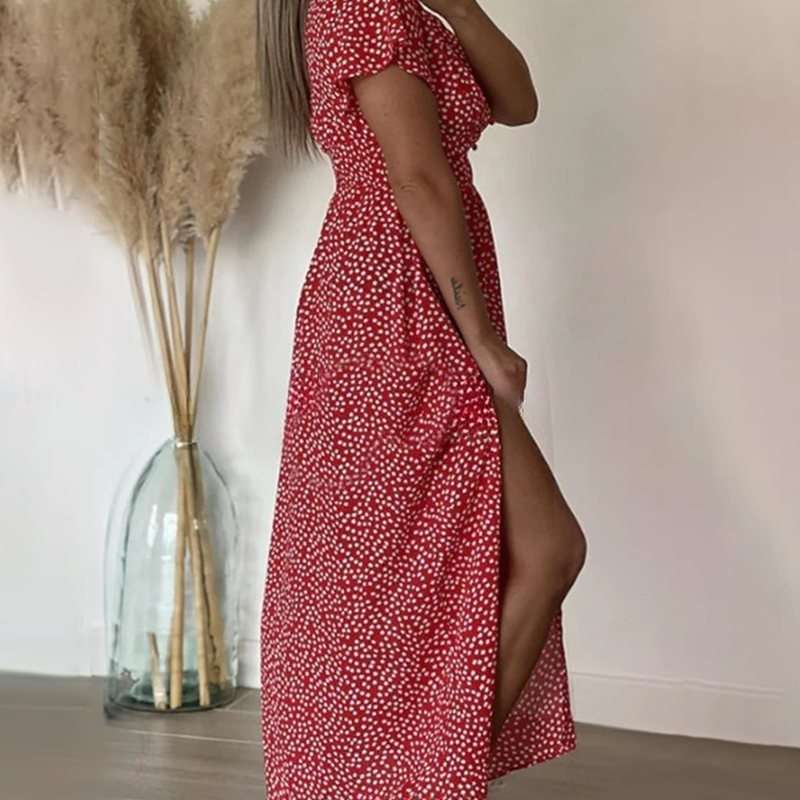 Seksowna damska sukienka maxi z rozcięciami po bokach