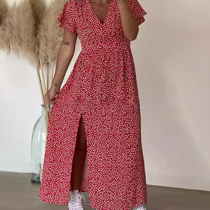 Seksowna damska sukienka maxi z rozcięciami po bokach