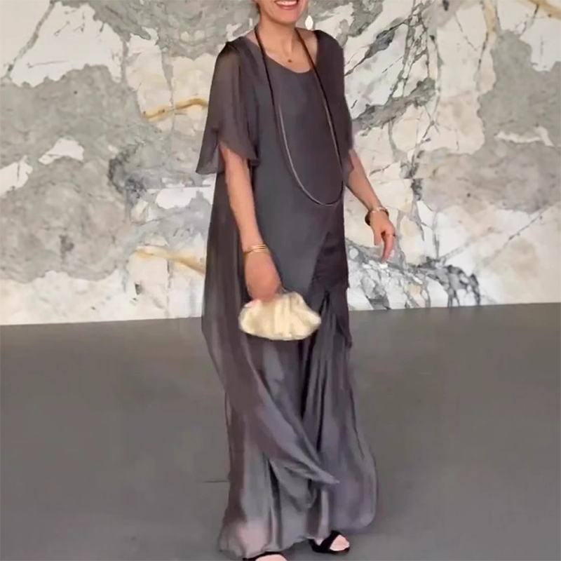 🛍️✨ Damski komplet składający się z nieregularnej bluzki i lekkich spodni