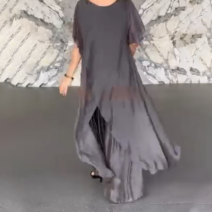 🛍️✨ Damski komplet składający się z nieregularnej bluzki i lekkich spodni