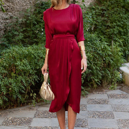 【S-4XL】👗Jednokolorowa sukienka z wysokim stanem🥰