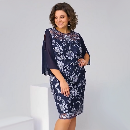 ✨Damska sukienka midi z siateczki z nadrukiem kwiatowym