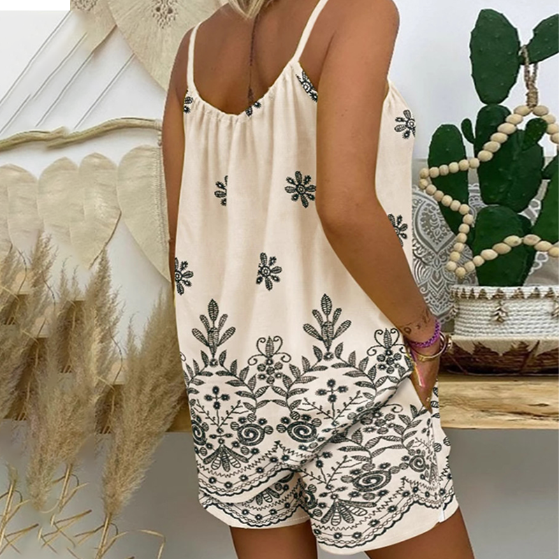 🔥Damska koszulka na ramiączkach i szorty z nadrukiem