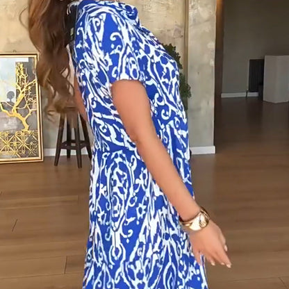 Damska długa sukienka z nadrukiem w kształcie litery A