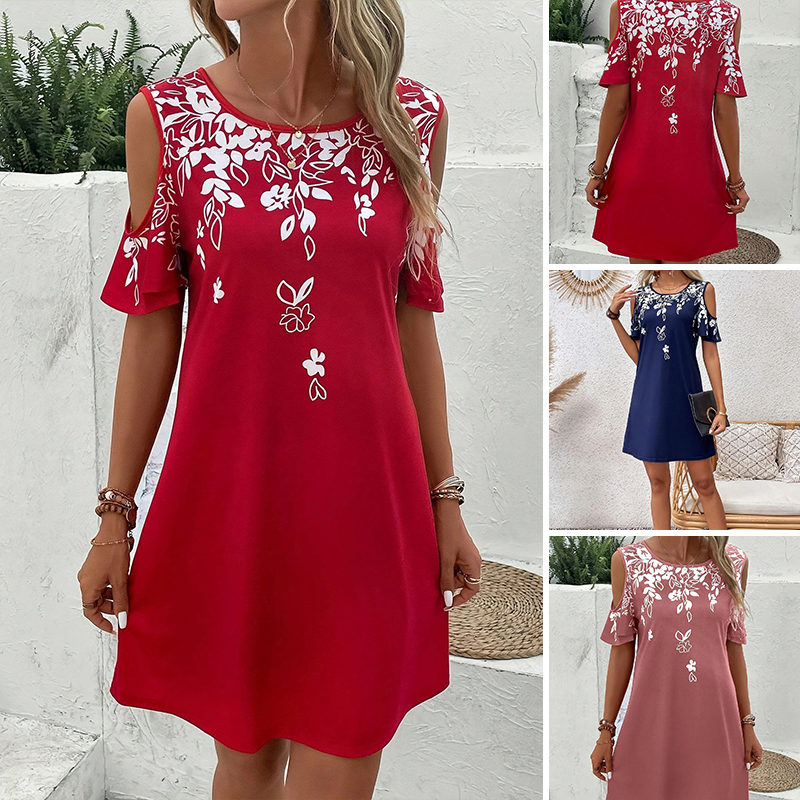 🌼【S-2XL】Sukienka midi z kwiatowym nadrukiem i wyciętymi rękawami