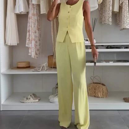 Damski top bez rękawów i spodnie o pełnej długości