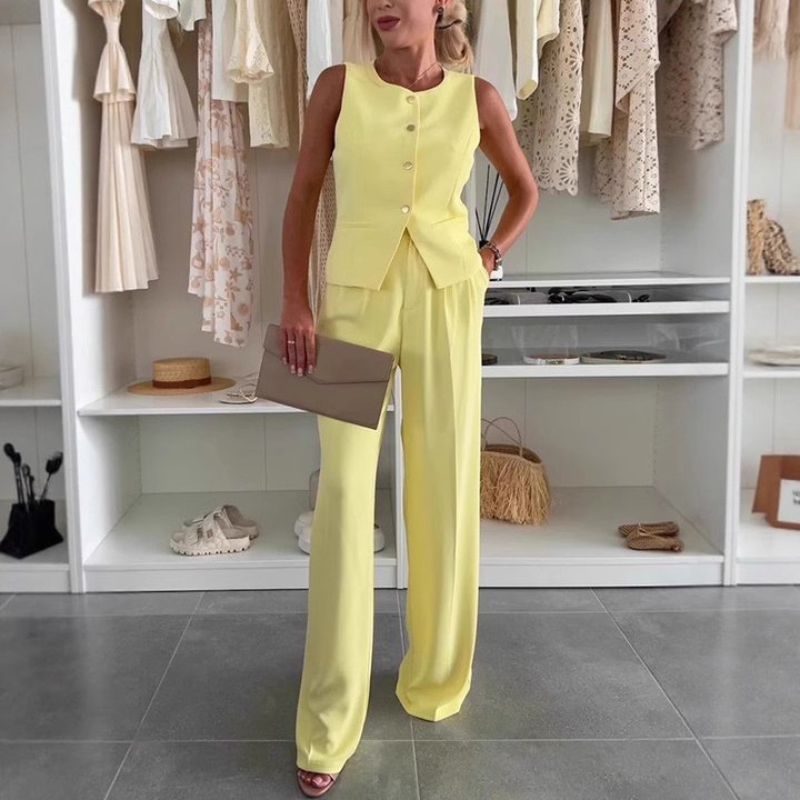 Damski top bez rękawów i spodnie o pełnej długości