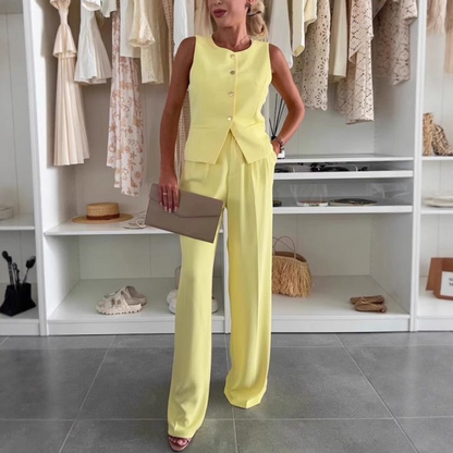 Damski top bez rękawów i spodnie o pełnej długości